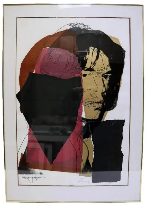 Framed Andy Warhol screenprint of Mick Jagger